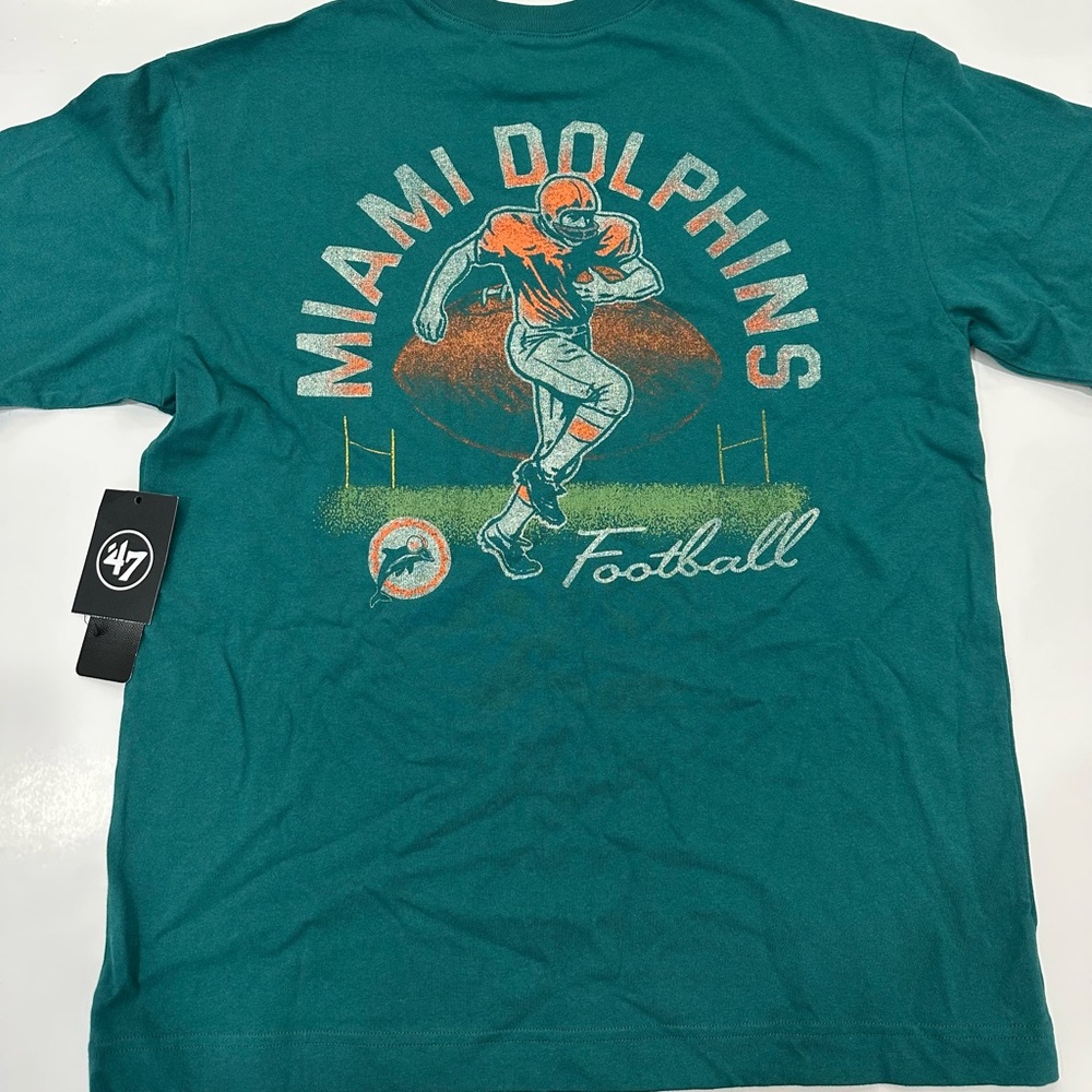 47 Brand Miami Dolphins Teal Football Tee